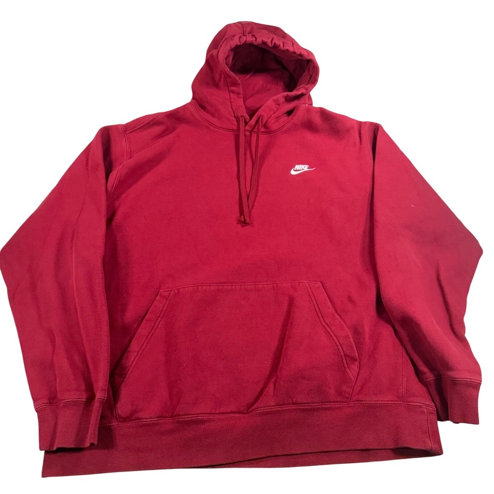 Nike Sportswear Club Fleece Pullover Hoodie Mens XL Tall Red‎ BV2654-657